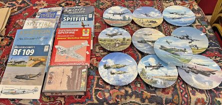 COALPORT WW2 AVIATION WALL PLATES TO INCLUDE FLIGHT THROUGH THE CLOUDS, DAWN PATROL,