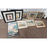 SELECTION OF PRINTS, WATERCOLOURS ETC TO INCLUDE; 'SALTBURN BY THE SEA' FRAMED POSTER, AFTER H.G.