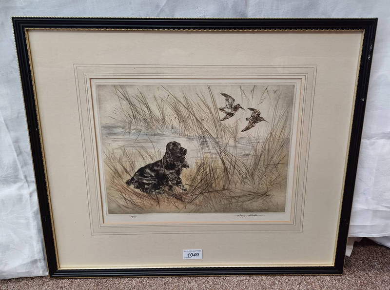HENRY WILKINSON 'COCKER SPANIEL HUNTING' SIGNED IN PENCIL FRAMED ETCHING,