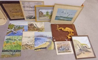 GOOD SELECTION OF WATERCOLOUR, OIL PAINTING,