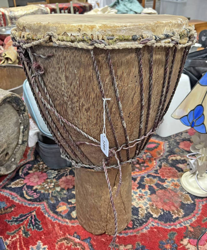 AFRICAN TRIBAL DRUM OF WOOD,