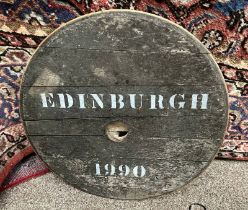 WHISKY BARREL LID MARKED EDINBURGH 1990