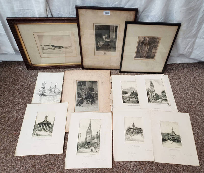 GOOD SELECTION OF ETCHINGS, ETC TO INCLUDE; W.S.
