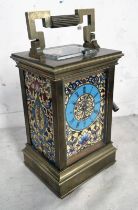 GILT BRASS & CHAMPLEVE ENAMEL REPEATING CARRIAGE CLOCK,