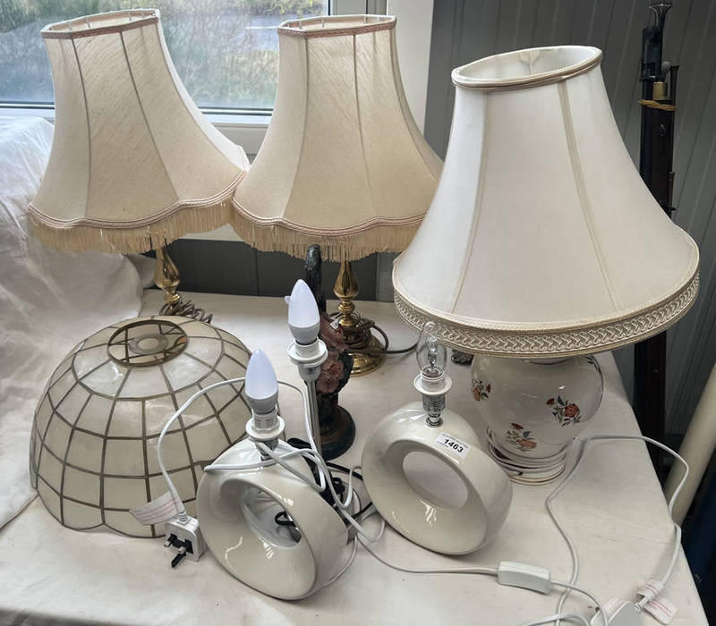 TWO GILT METAL TABLE LAMPS AND OTHERS