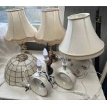 TWO GILT METAL TABLE LAMPS AND OTHERS