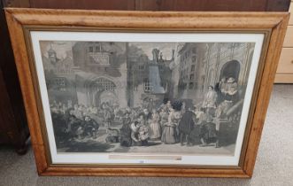 19TH CENTURY BIRDS EYE MAPLE FRAMED ENGRAVING COMING OF AGE IN THE OLDEN TIMES,