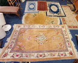 5 FLORAL DECORATED RUGS,