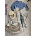 RAF BLOUSE, MAXWELL LONDON RIDING CROP, SPORTING BAG,