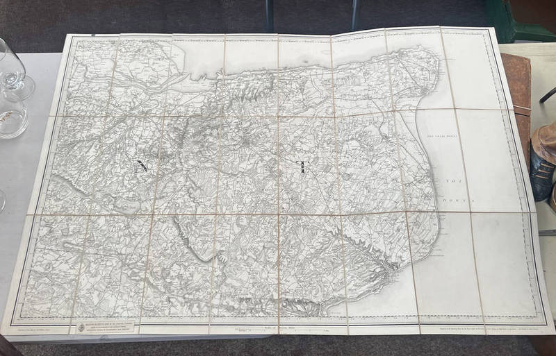 ORDINANCE SURVEY MAP OF THE DOWNS, PUBLISHED IN 1809 BY COLONEL MADGE, MOUNTED BY LETTS, SON & CO.