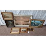 GOOD SELECTION OF OIL PAINTINGS TO INCLUDE ; A. RENTON, 'THE THREE SISTERS N.S.W.