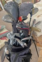 SELECTION OF GOLD CLUBS TO INCLUDE WILSON FAT SHAFT IRONS, SLAZENGER 851 IRONS, SIZZLER PUTTER,