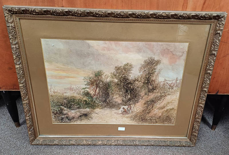HENRY HARRIS LINES FAMILY CAMPING SIGNED & DATED 1885 GILT FRAMED WATERCOLOUR 46 X 68 CM