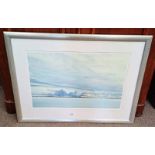 JAMES MORRISON VIEW OF MONTROSE OVER BASIN SIGNED IN PENCIL FRAMED PRINT,