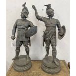 PAIR OF NEO CLASSICAL METAL WARRIOR FIGURES,