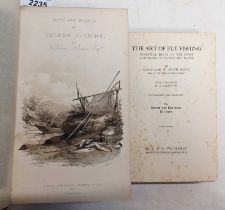 DAYS & NIGHTS OF SALMON FISHING BY WILLIAM SCROPE, HALF LEATHER BOUND, FRONT BOARD DETACHED - 1843,