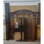 19TH CENTURY MAHOGANY BEDFRAME WITH CARVED LYRE DECORATION,