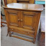 ERCOL ELM CABINET WITH 2 PANEL DOORS OVER SINGLE DRAWER,