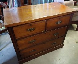 19TH CENTURY MAHOGANY CHEST OF 2 SHORT OVER 2 LONG DRAWERS ON PLINTH BASE,