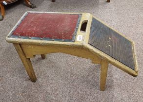 20TH CENTURY OAK SHOE SHINERS STOOL ON SQUARE TAPERED SUPPORTS