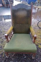 19TH CENTURY OAK FRAMED ARMCHAIR