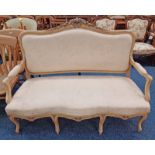 LATE 19TH CENTURY SOFA WITH PADDED BACK & SHAPED SUPPORTS,