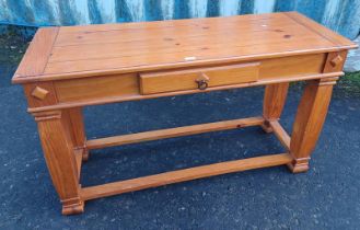 PINE HALL TABLE WITH SINGLE DRAWER.