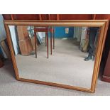 LARGE GILT FRAMED RECTANGULAR MIRROR WITH BEVELLED EDGE,