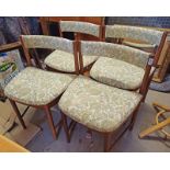 SET OF 4 TEAK DINING CHAIRS ON TURNED SUPPORTS