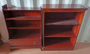 STAG MAHOGANY OPEN BOOKCASE WITH SINGLE DRAWER TO BASE & ONE OTHER BOOKCASE