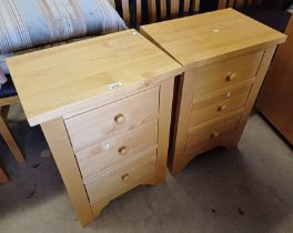 PAIR 21ST CENTURY BEECH 3 DRAWER BEDSIDE CHESTS