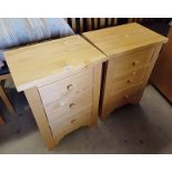 PAIR 21ST CENTURY BEECH 3 DRAWER BEDSIDE CHESTS