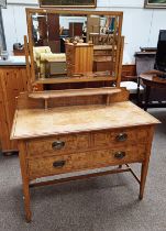 20TH CENTURY DRESSING TABLE WITH SWING MIRROR OVER BASE WITH 2 SHORT OVER 1 LONG DRAWER ON SQUARE