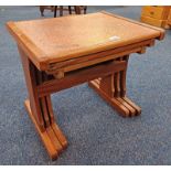 ARTS & CRAFTS STYLE NEST OF TABLES WITH COPPER PANEL TOPS