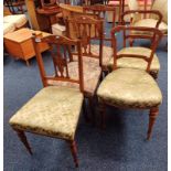SET OF 3 LATE 19TH CENTURY INLAID ROSEWOOD HAND CHAIRS ON TURNED SUPPORTS & PAIR OF MAHOGANY HAND