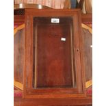 MAHOGANY WALL HANGING DISPLAY CABINET WITH SINGLE GLAZED PANEL DOOR