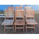 SET OF 6 FOLDING TEAK GARDEN CHAIRS BY GEORGETOWN FURNITURE COMPANY