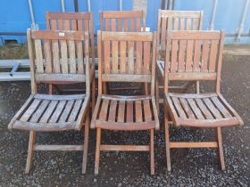 SET OF 6 FOLDING TEAK GARDEN CHAIRS BY GEORGETOWN FURNITURE COMPANY