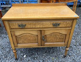 19TH CENTURY WASHSTAND WITH SINGLE DRAWER OVER 2 PANEL DOORS ON TURNED SUPPORTS,