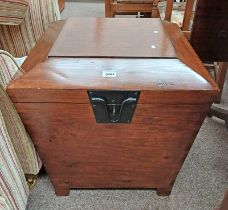 MAHOGANY STORAGE BOX WITH LIFT LID TOP WITH METAL FIXTURES,