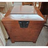 MAHOGANY STORAGE BOX WITH LIFT LID TOP WITH METAL FIXTURES,