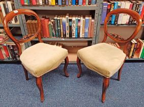 PAIR OF 19TH CENTURY MAHOGANY BALLOON BACK CHAIRS ON CABRIOLE SUPPORTS