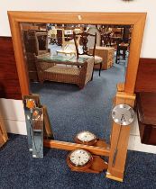 TEAK FRAMED RECTANGULAR MIRROR WITH BEVELLED EDGE,