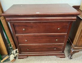 21ST CENTURY HARDWOOD CHEST OF 3 DRAWERS WITH SINGLE SHALLOW DRAWER ABOVE.