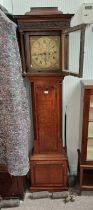 19TH CENTURY OAK LONGCASE CLOCK WITH BRASS DIAL SIGNED STEPHENSON CONGLETON
