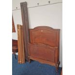 LATE 19TH CENTURY CONTINENTAL MAHOGANY SINGLE BEDFRAME ON CABRIOLE SUPPORTS,