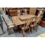 ERCOL ELM EXTENDING DINING TABLE WITH 3 EXTRA LEAVES AND SET OF 6 DINING CHAIRS INCLUDING 2