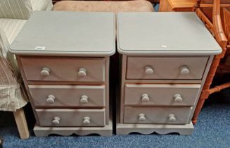 PAIR OF PAINTED PINE 3 DRAWER BEDSIDE CHESTS