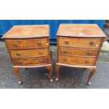 PAIR OF 20TH CENTURY WALNUT 3 DRAWER BEDSIDE CHESTS ON QUEEN ANNE SUPPORTS Condition