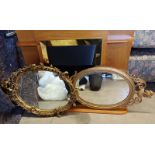 DECORATIVE GILT FRAMED OVAL MIRROR & ONE OTHER MIRROR